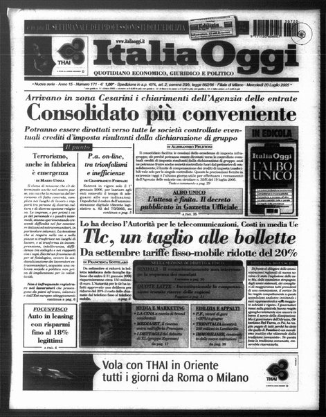 Italia oggi : quotidiano di economia finanza e politica